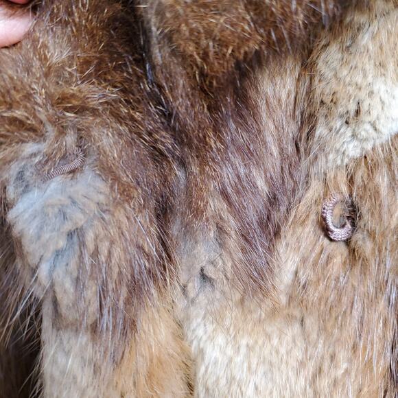 Vintage Opossum Fur Coat Womens S/M Brown Hopper Furs Knee Length - Picture 14 of 16